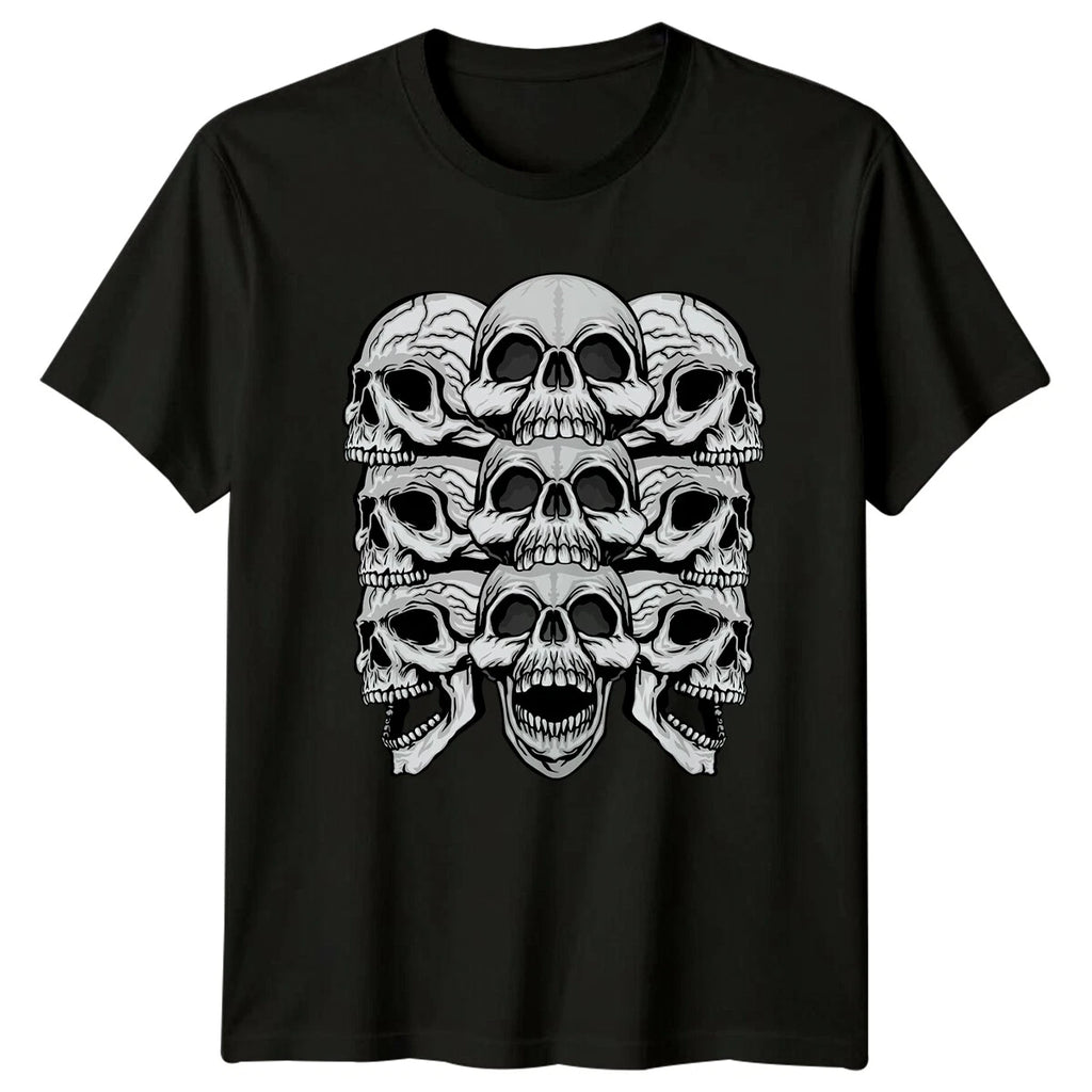 Stacked Skulls Gothic Occult Mens T-Shirt Womens Tee Graphic Unisex Top