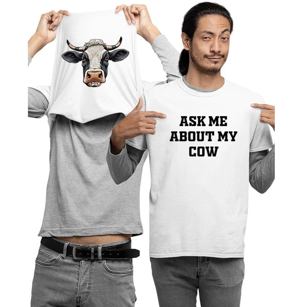 Ask Me About My Cow Kids and Adults Unisex Novelty Flip T-Shirt