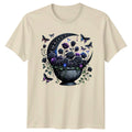 Mystical Gothic Moon Cauldron Black T-Shirt Dark Floral Gothic Fantasy