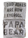 "PAPA BEAR" and "DAD JOKES ARE HOW EYEROLL" two XL heather gray t-shirts