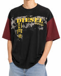 DIESEL T-Boxt-Q4 Men T-Shirt M Black Patterned Oversized Crew Short Sleeve