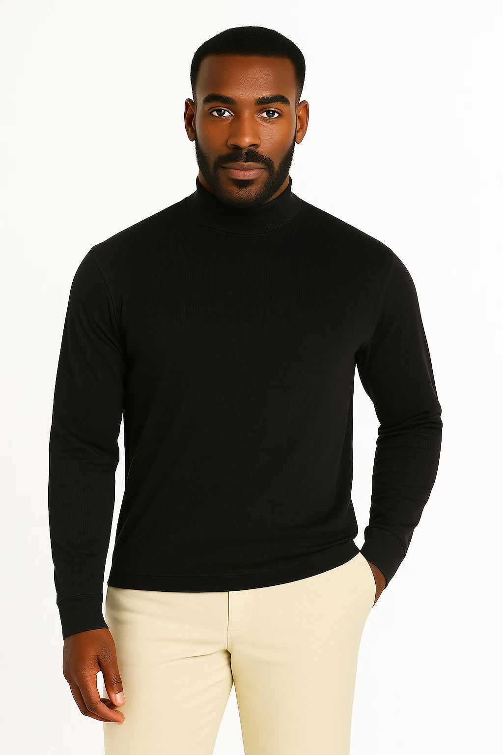 Bassiri 632Knit Long Sleeve High Mock Neck Black