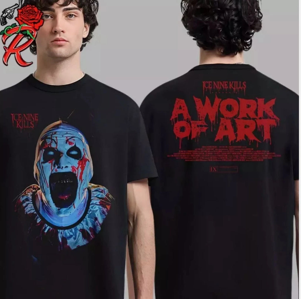 Ice Nine Kills x Terrifier 3 A Work Of Art Art the Clown Face T-Shirt