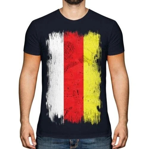 North Ossetien Grunge Flagge Herren T-Shirt Geschenk Bekleidung Trikot