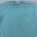 Vintage 90s Fruit of the Loom Blank Light Blue Pocket Shirt Mens Medium Tee USA