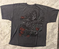 Y2K VTG Skeleton Guitar Roses Shirt Mens Blk XL Faded Goth Grunge Punk Emo