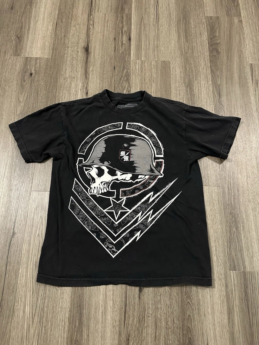 Vintage Y2K Metal Mulisha Skull T-Shirt Boxy Faded Black M Punk Goth Streetwear