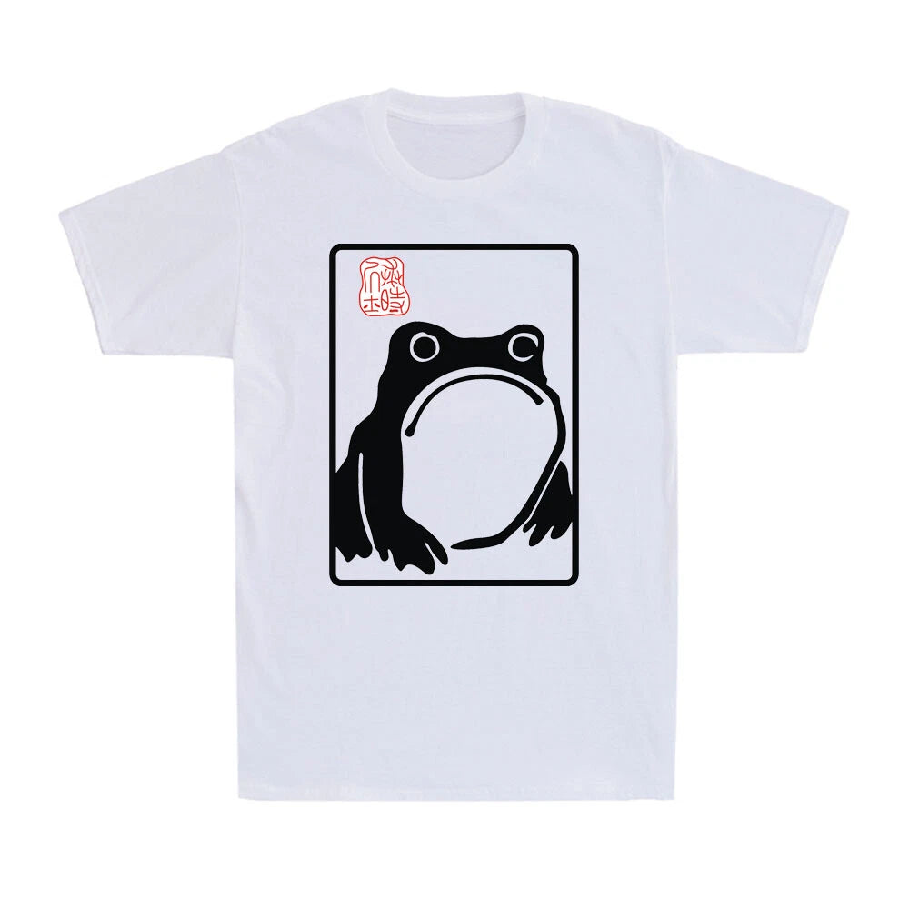 Grumpy Frog Unimpressed Toad Vintage Japanese Aesthetic Art Retro Men's T-Shirt