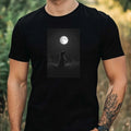 Men's T-Shirt Dog in the Moonlight Motif Cotton Size XS to 5XL