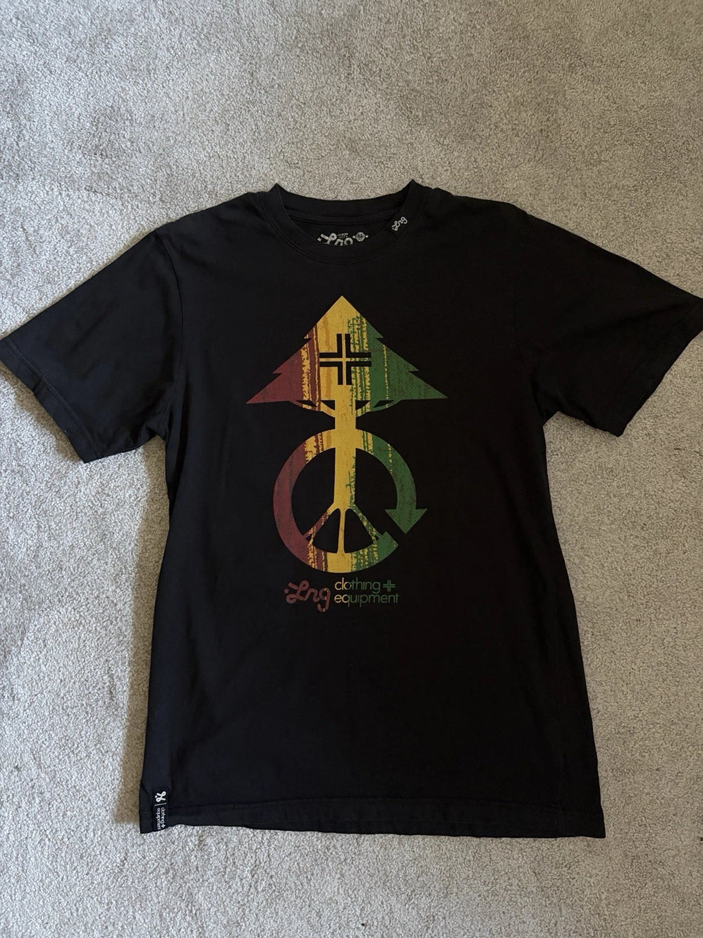 LRG Lifted Research Group T-Shirt Men’s Medium Black Rasta Graphic Tee Y2K