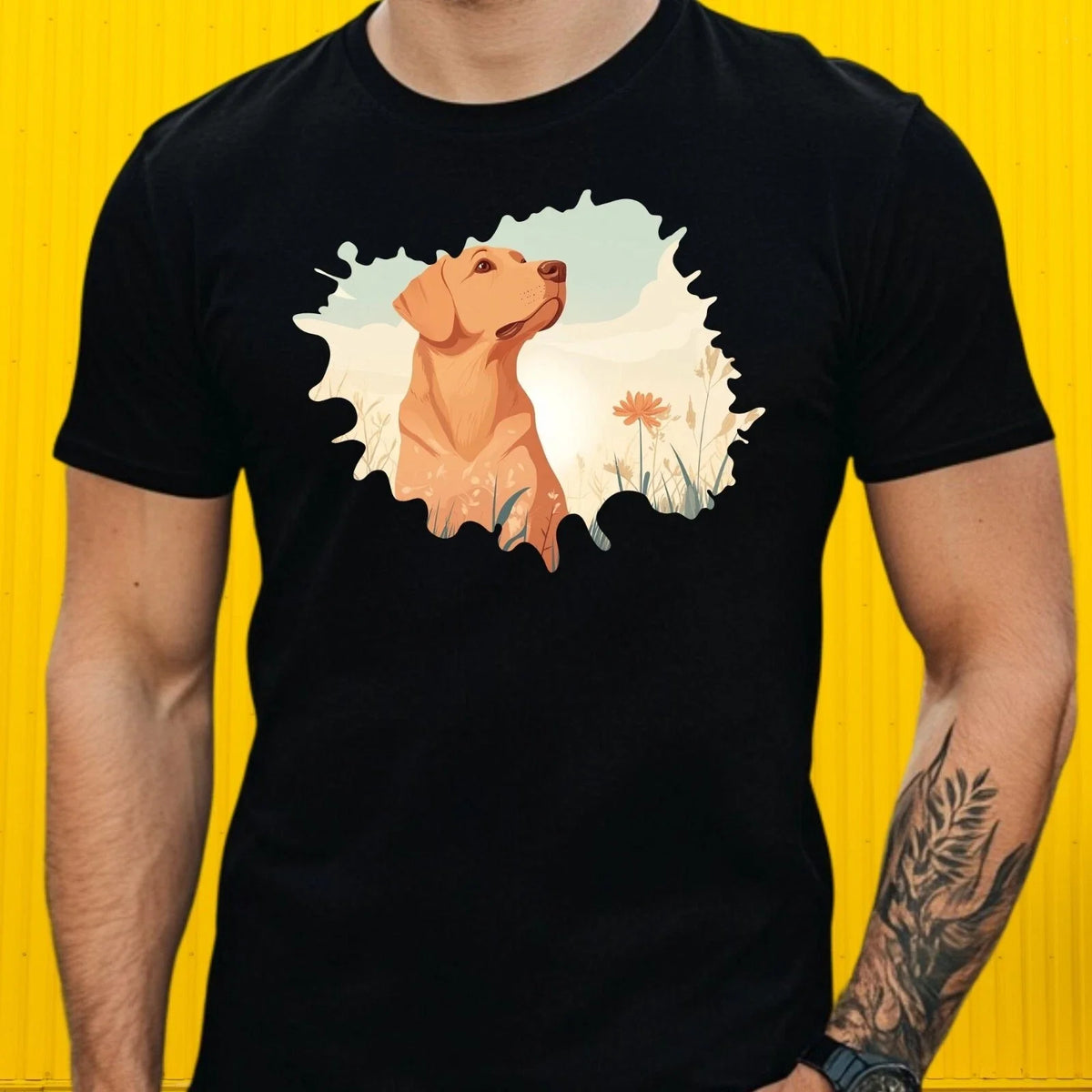 Mens Labrador Motif Cotton T-Shirt Size XS to 5XL
