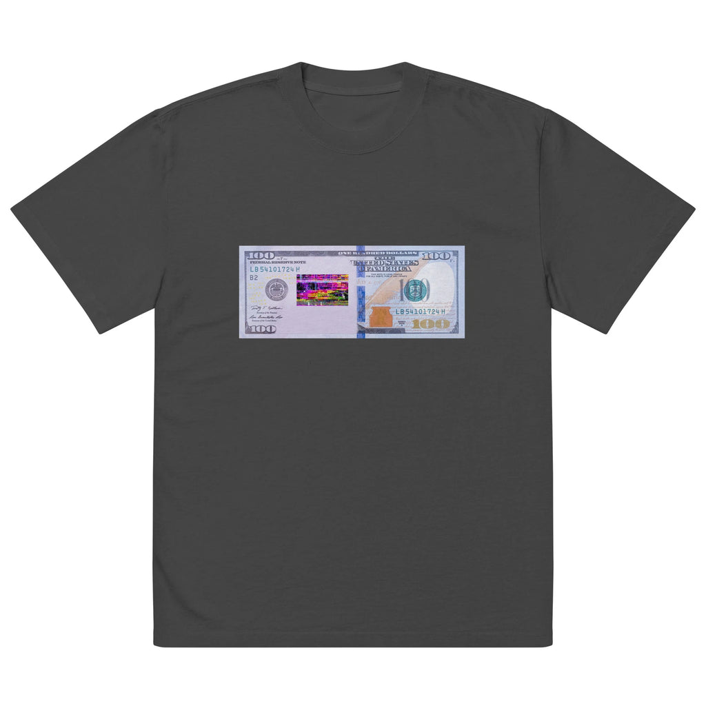 Oversized faded t shirt glitch dollar