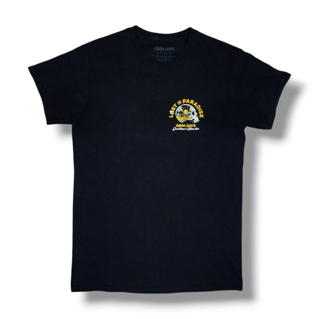 Grim Days Last in Paradise Graphic Short Sleeve Black T-Shirt Men's Small