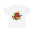 Camiseta Explosión de Rosas. Arte Pop Cómic, ¡Pow! ¡Boom! Camiseta Gráfica
