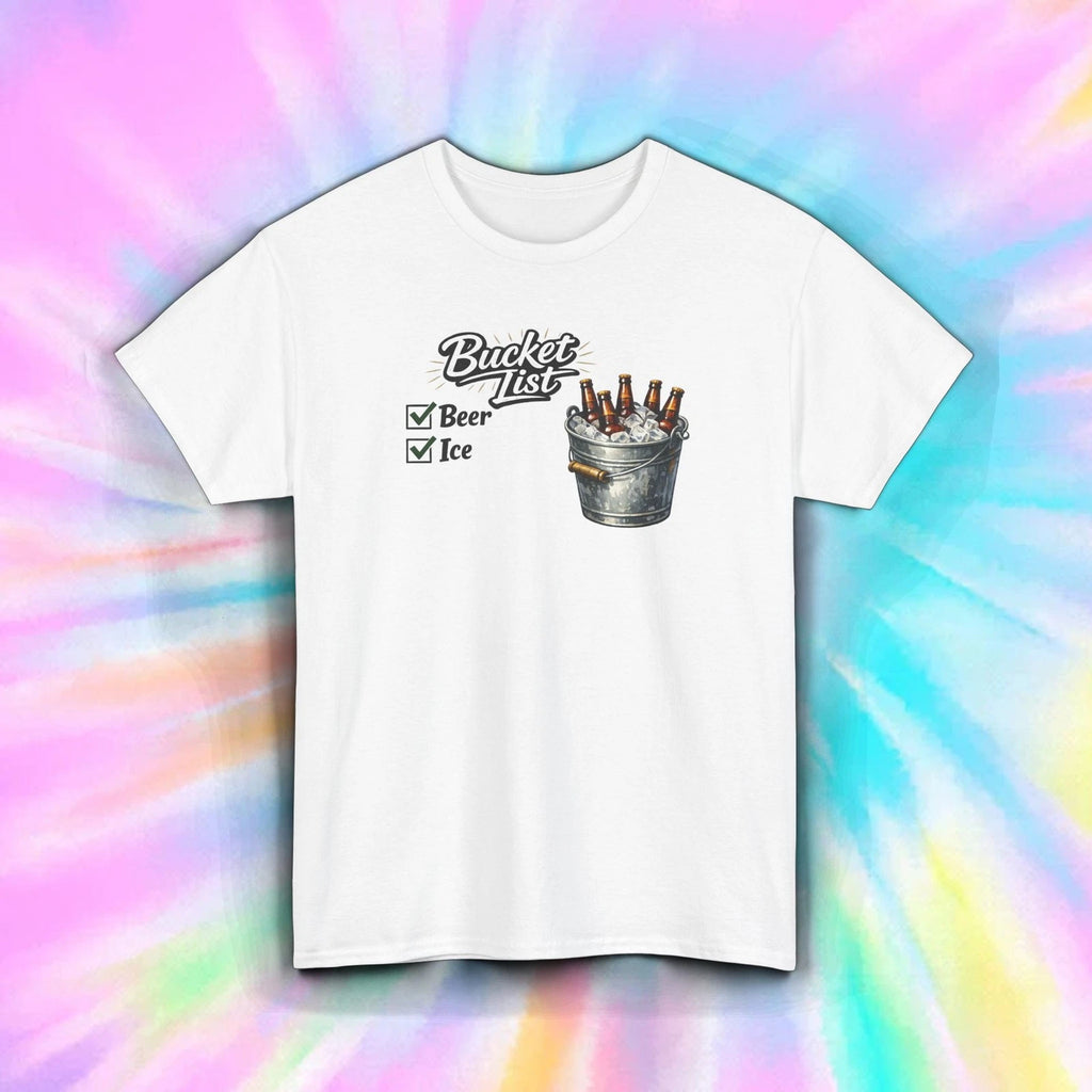 Bucket List Beer Ice Funny Drinking Shirt Beer Lover Party Tee S-5XL