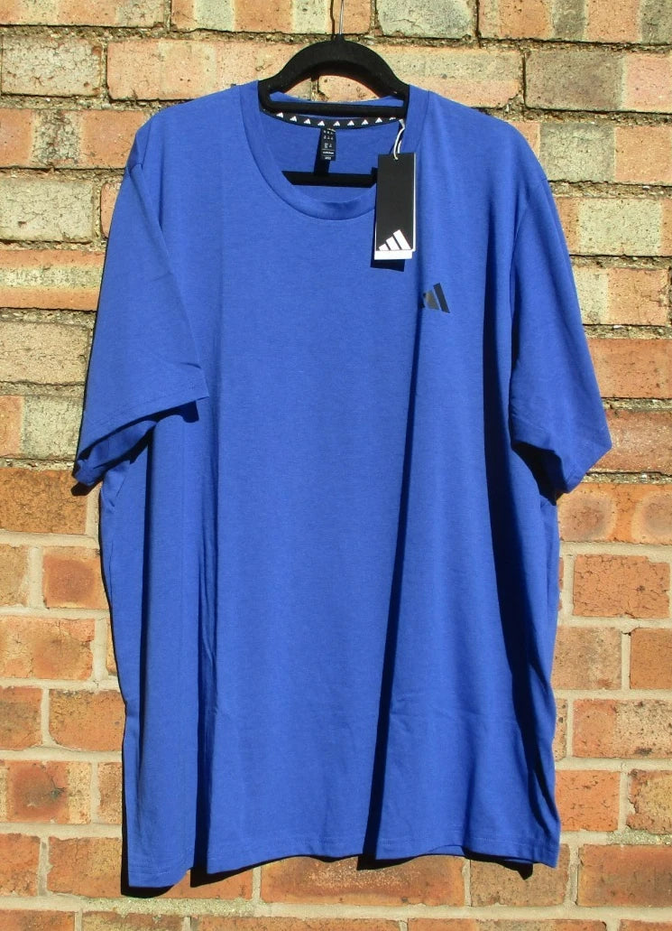 Men Adidas T Shirt Big Fitting Blue Large 46" Chest Brand New With Tags