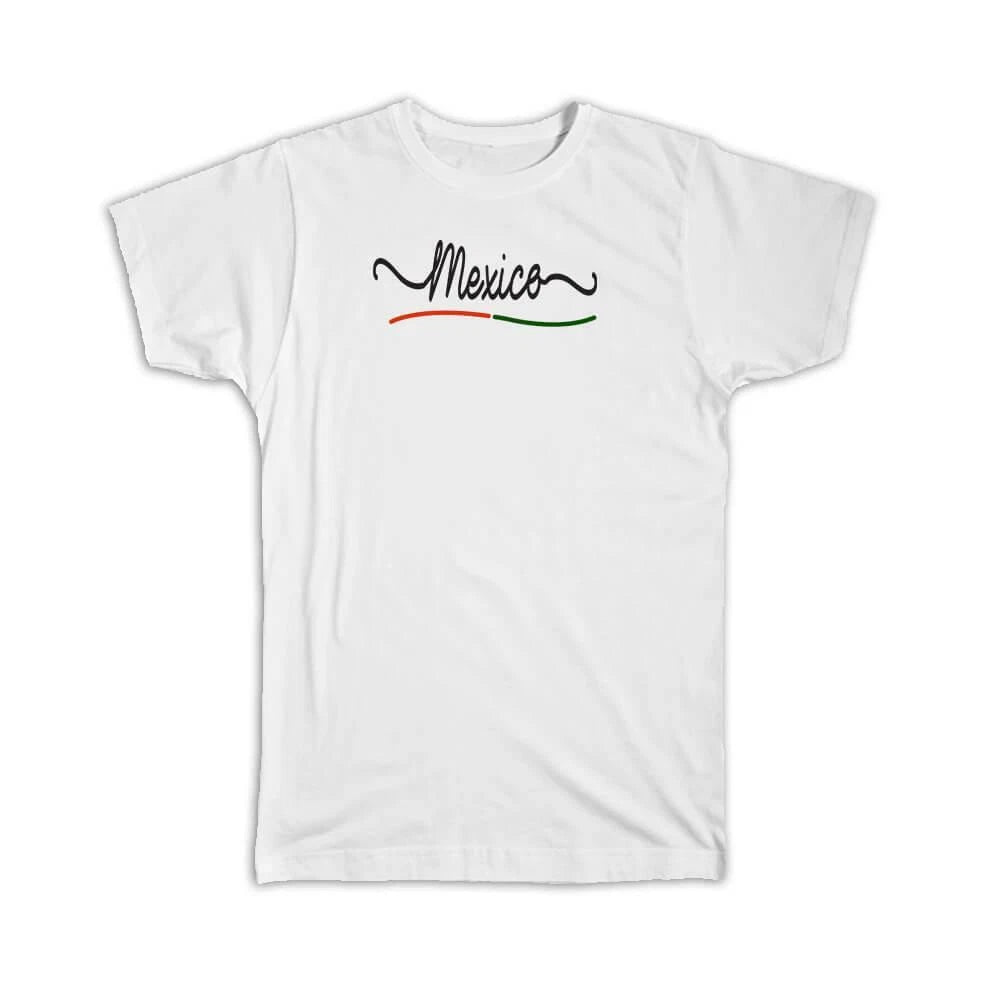 Gift T-Shirt : Mexico Flag Colors Mexican Travel Expat Country Minimalist