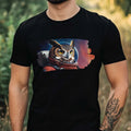 Mens Owl as Astronaut Print Cotton T-Shirt Size XS to 5XL