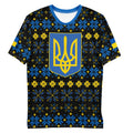 Ukraine Folk Art Pattern Men’s AOP T-Shirt, Trident & Flag Design