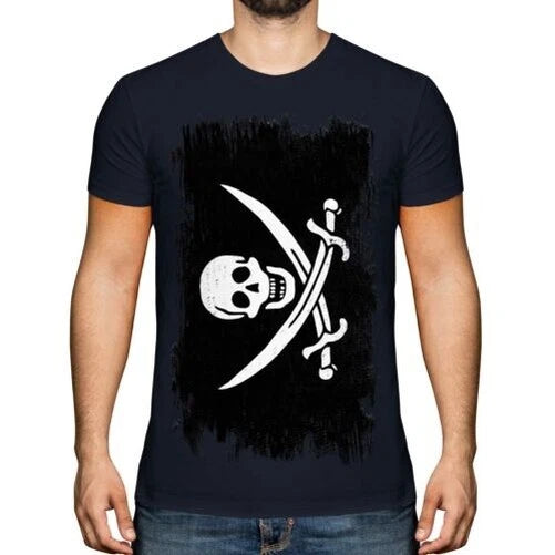 PIRATE GRUNGE FLAG MENS T-SHIRT TEE TOP SKULL GIFT CROSSBONES CLOTHING SHIRT