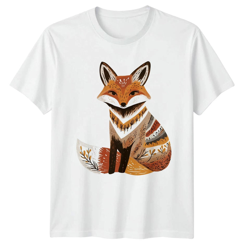 Boho Fox Woodland Animal Folk T-Shirt Folk Art Foxes Gift For Him And Her