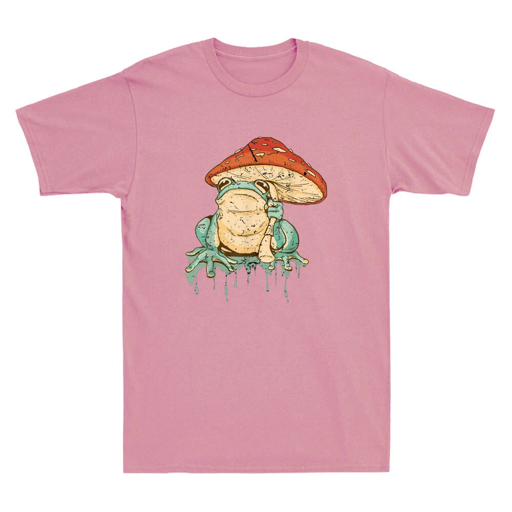 Frog With Mushroom Cute Frog Graphic Cottagecore Aesthetic Novelty Men's T-Shirt