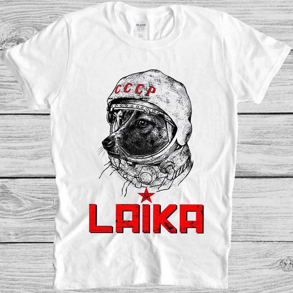 Laika Astronaut Dog Russia Drawing Art Funny Cult Meme Gift Tee T Shirt M1074