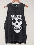 Misfits Graphic Tank Top Mens Medium Charcoal Acid Wash Muscle Tee Punk Rock (M)