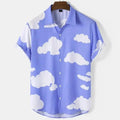Mens Button Down Shirts Cloud Sky Printed Hawaiian Tops Novelty Ugly Gift Clouds