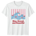 Blue Bowed and Beautiful Womens T-Shirt Coquette Aesthetic Beach