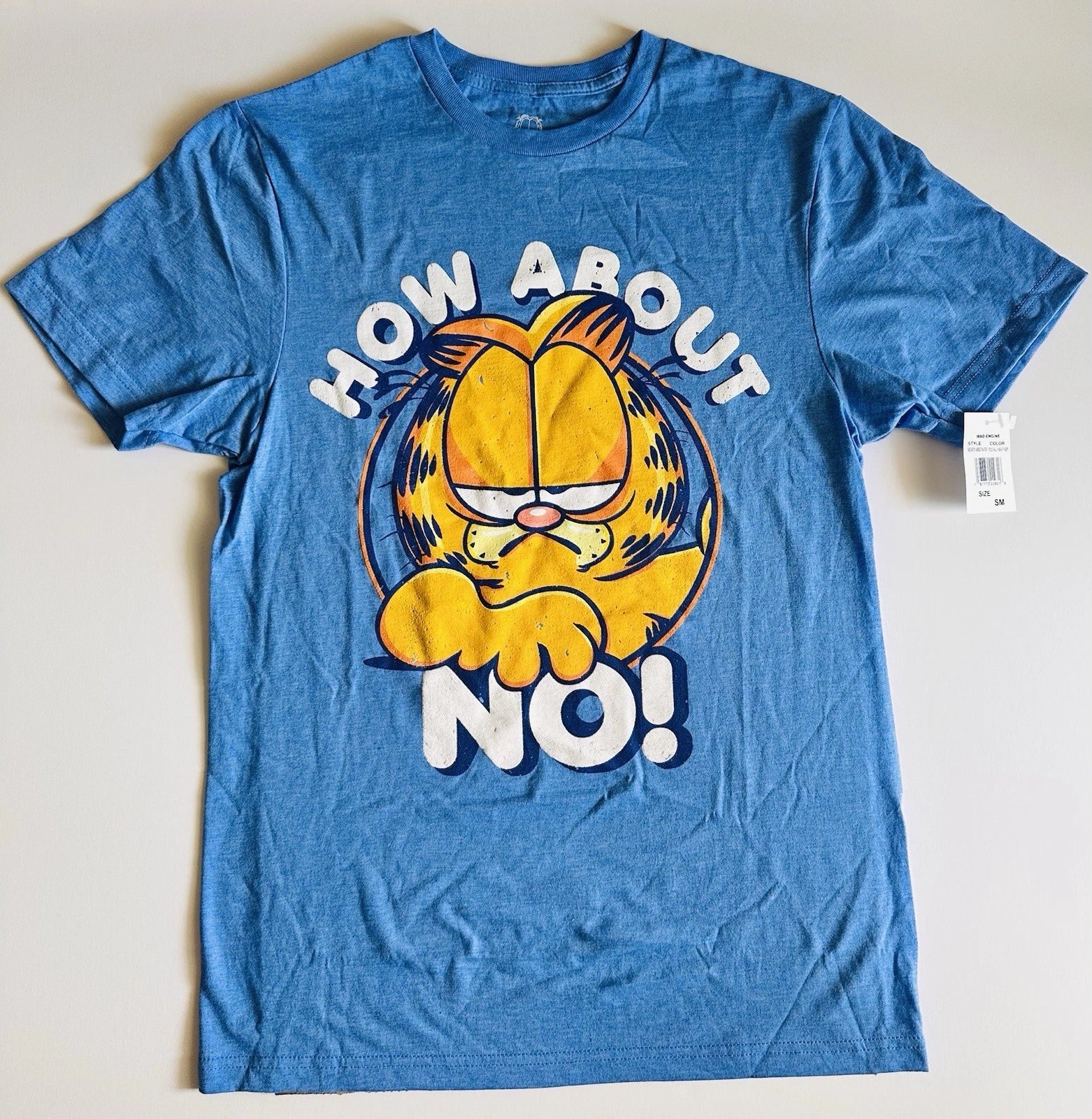 Garfield How About NO!  Blue T- Shirt New