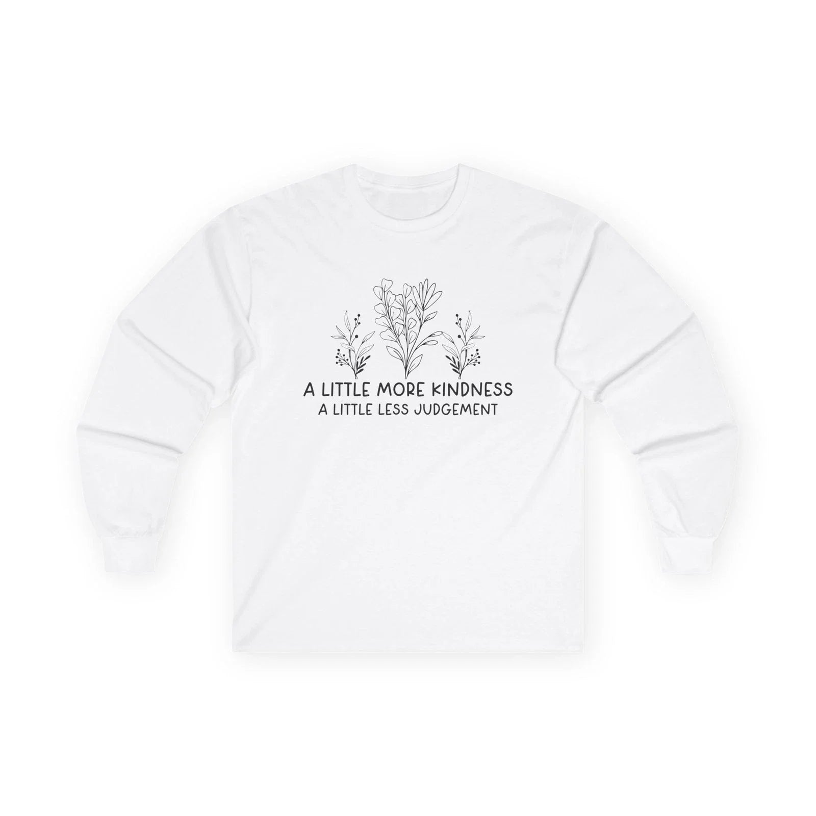 A Little More Kindness floral sketch Long Sleeve Tee | minimalist positive quote