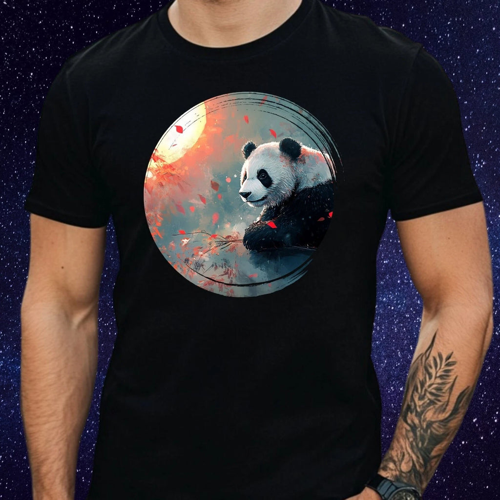 Mens Panda Motif Cotton T-Shirt Size XS to 5XL