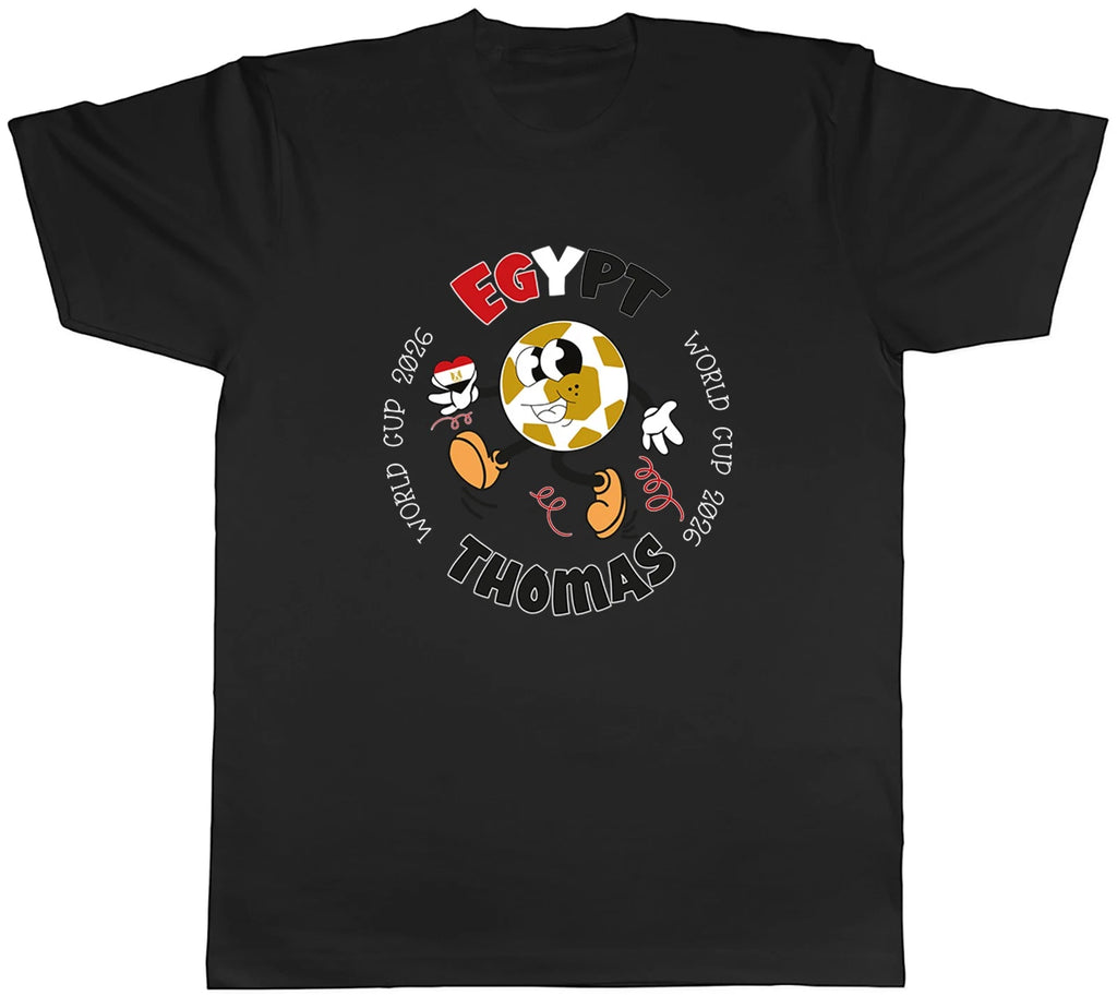 Personalised Egypt World Cup Heart Football Fan Mens T-Shirt Tee Gift Top