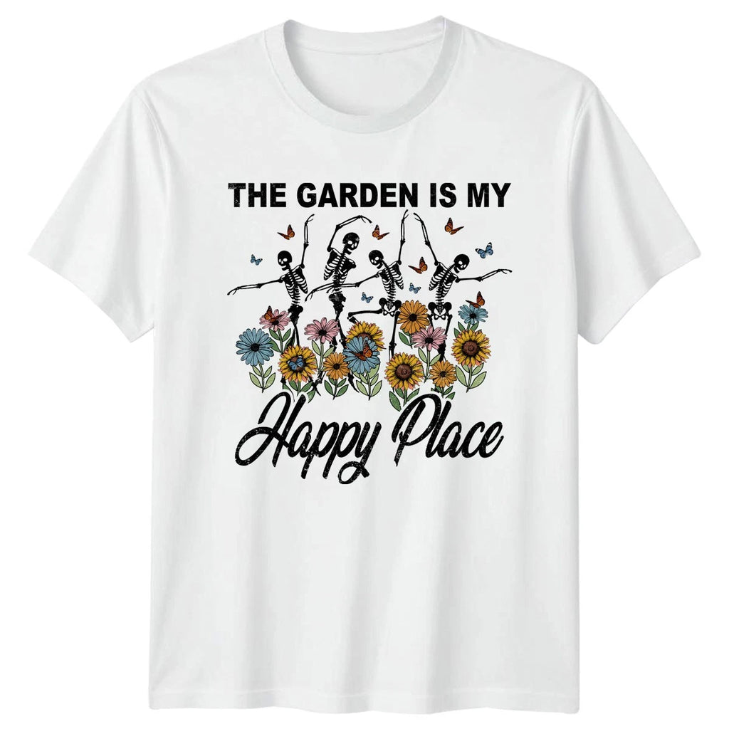The Garden Is My Happy T-Shirt Skeleton Boho Gardener Gardening