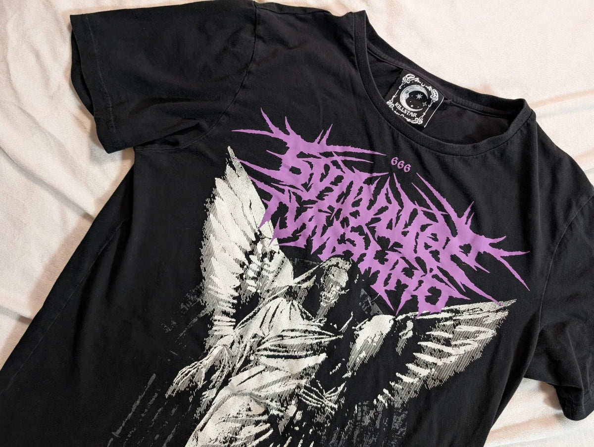 Killstar The Future is Uncertain Short Sleeve Black Graphic T-Shirt Large