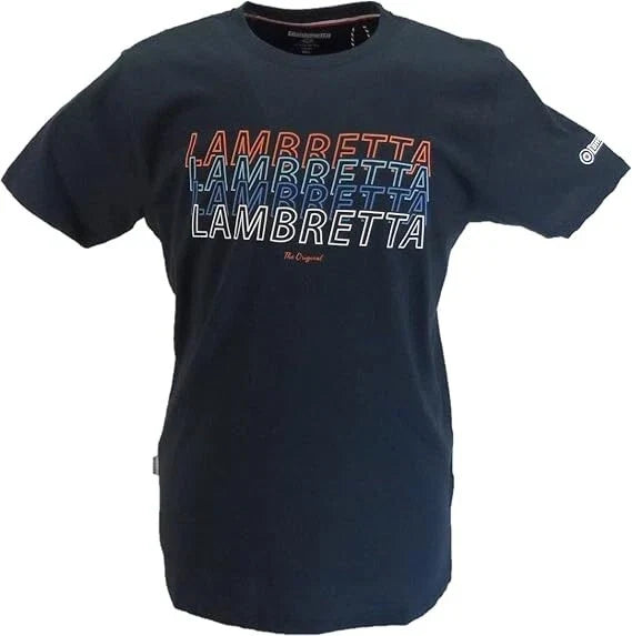 Lambretta Mens Original Logo Crew Neck Short Sleeve Retro T-Shirt Navy Medium