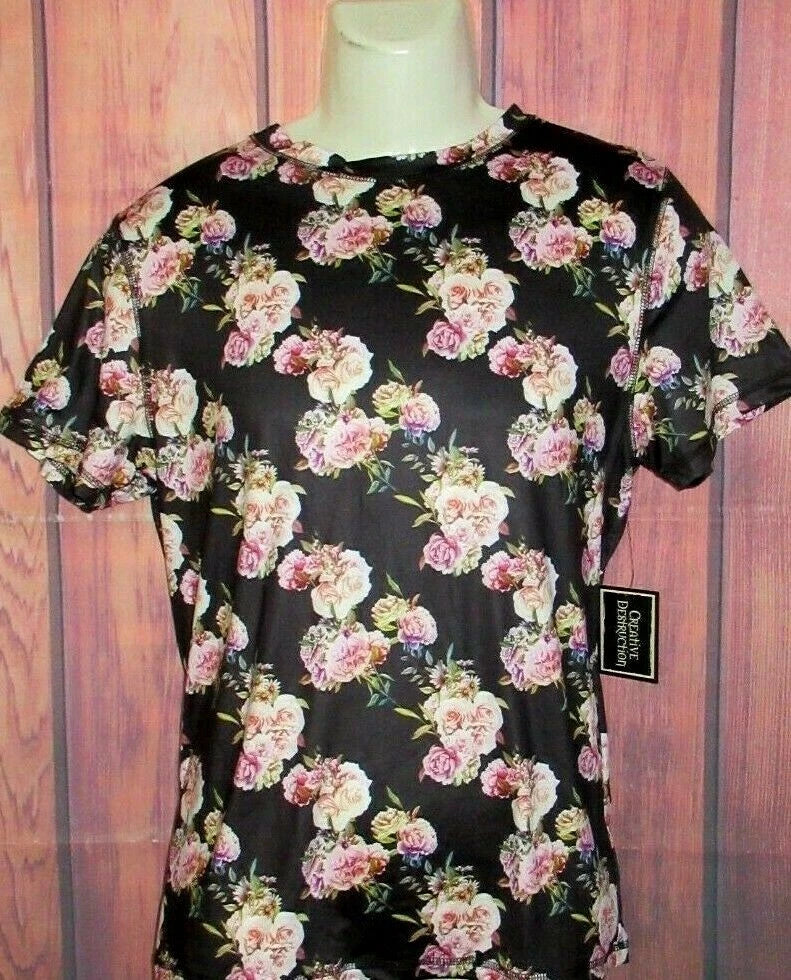 MENS CREATIVE DESTRUCTION FLORAL T-SHIRT SIZE S