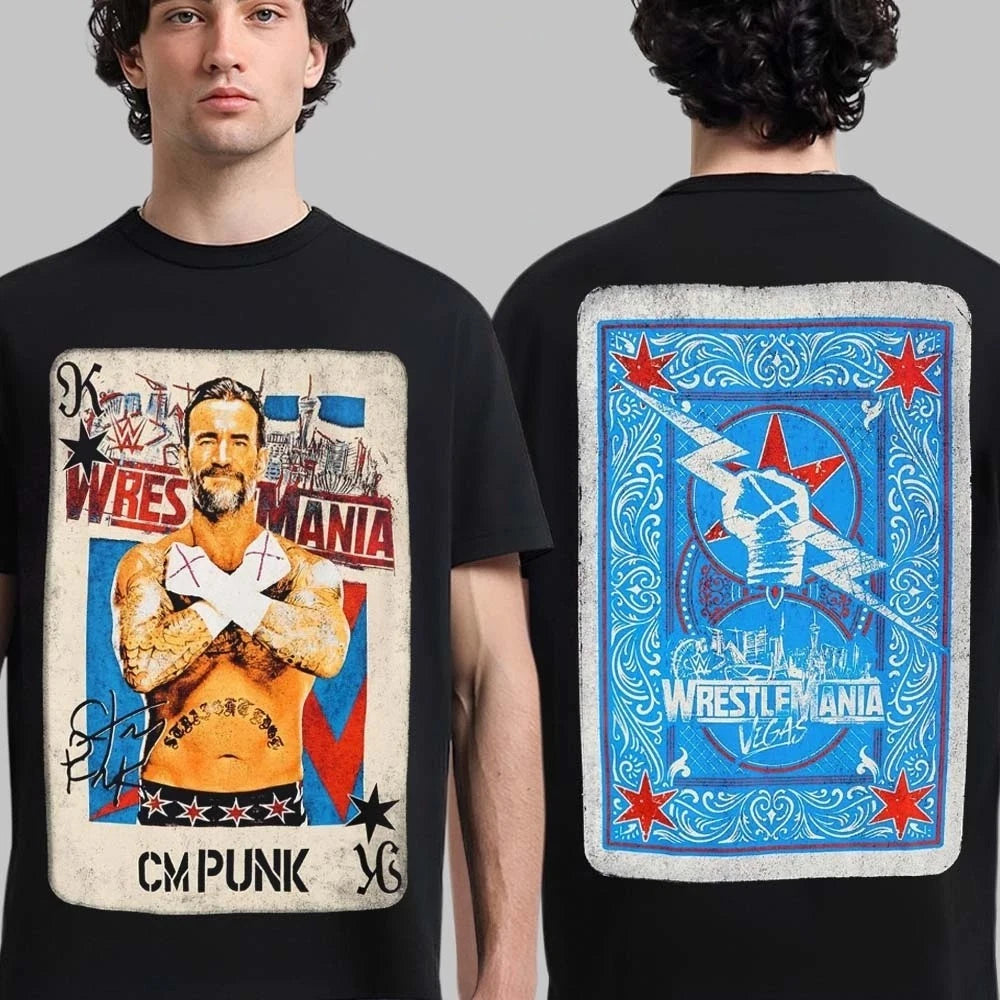 CM Punk T-Shirt Graphic Print Wrestlemania Tee Unisex Cotton Tees