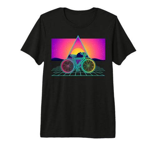 Aesthetic Vaporwave Cyclist Biker Bicycle Biking Cycling Tee Premium Tri-Blen...