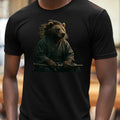 Mens Bear Samurai Motif Cotton T-Shirt Size XS to 5XL