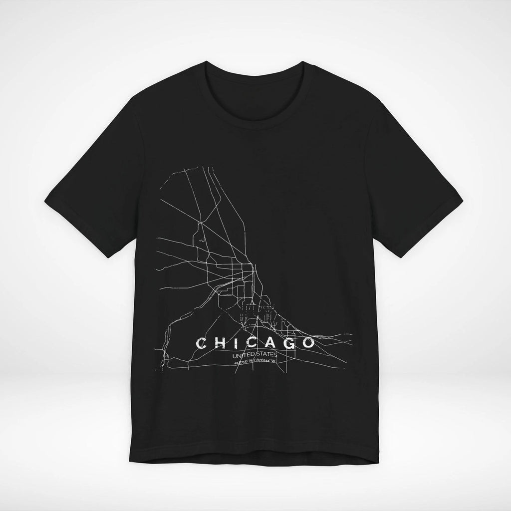 Chicago Illinois USA Train Map T-Shirt Rail Graphic Tee Streetwear Minimalistic