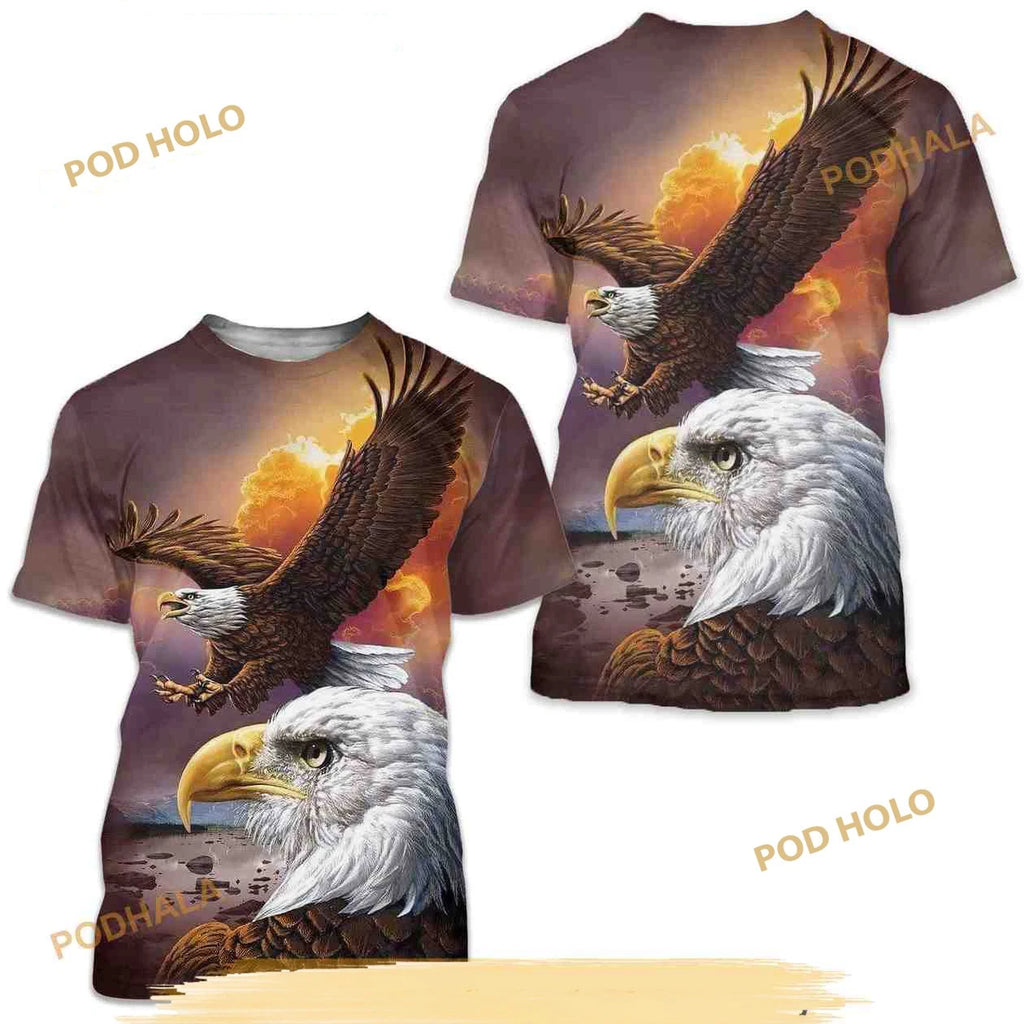 American Flag And Eagle Printed Creative 3D Shirt For Men