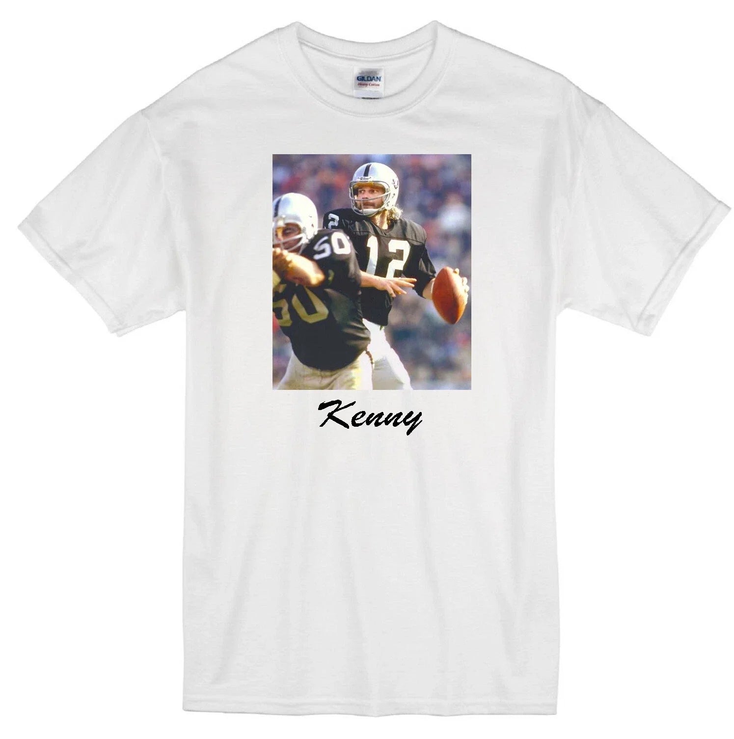 KENNY STABLER OAKLAND RAIDERS QUARTERBACK RETRO FOOTBALL WHITE T-SHIRT JERSEY