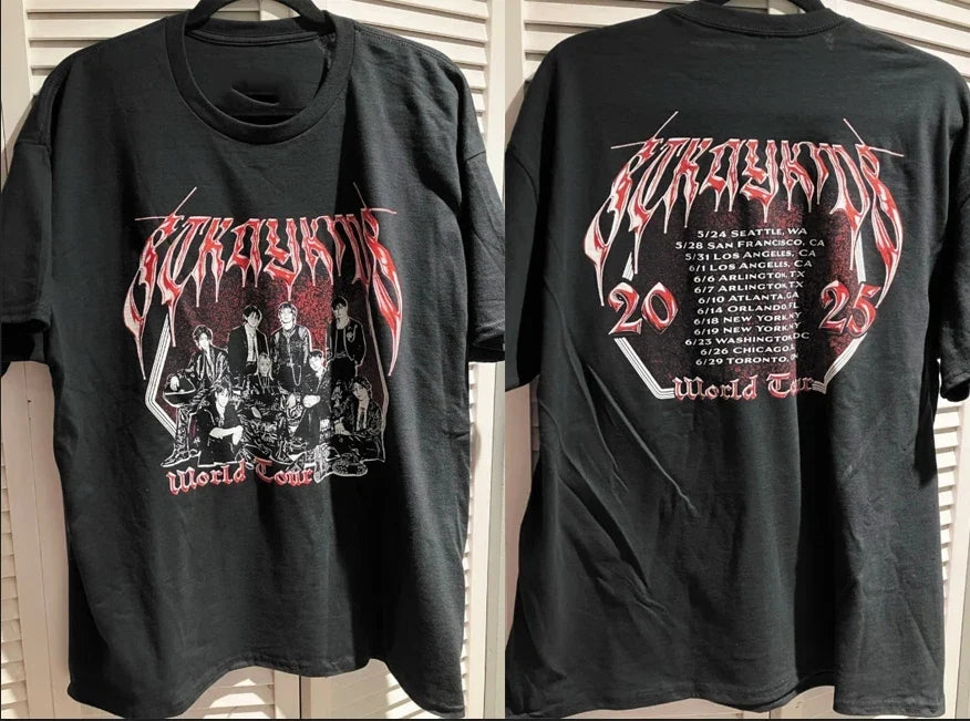 Stray Kids DominATE World Tour 2025 short sleeve black 2 side shirt