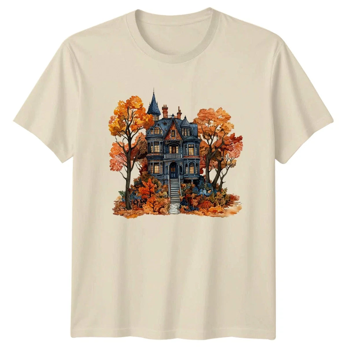 Vintage Victorian Autumn House T-Shirt Gothic Architecture Gift For Him And Her