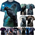 New Crow Stone Fun T-shirt Creative Animal  Unisex Harajuku  Short Sleeve Tee