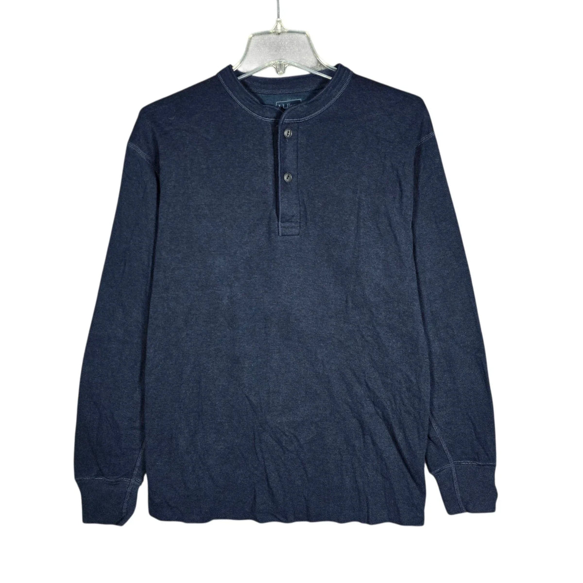 LL Bean River Driver Henley Shirt Men Medium Long Sleeve Traditional Fit Blue