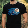 Mens Owl and Full Moon Motif Cotton T-Shirt Size XS to 5XL