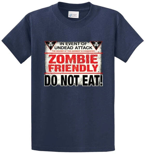 ZOMBIE FRIENDLY Cotton Printed Tee Shirt Regular and Big and Tall Sizes
